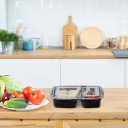 Relaxdays Meal prep containers, lot de 10, 2 compartiments, micro-ondes, 800 ml, boîte alimentaire avec couvercle, noir