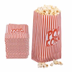 relaxdays Sachets pour pop corn jeu de 144 en papier accessoires pour cinéma à domicile sacs retro rouge blanc