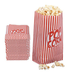 relaxdays Sachets pour pop corn jeu de 144 en papier accessoires pour cinéma à domicile sacs retro rouge blanc