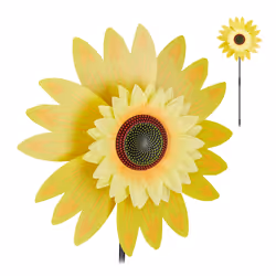 Relaxdays 4052025287405, Moulin à vent unique, Jaune, Fleur, Plastique