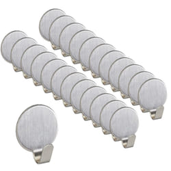 Crochet autocollant, lot de 24, porte-clés en inox, cuisine & salle de bain, accroche-muraux ronds, argent - Relaxdays