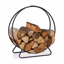 Relaxdays 10028773, Range-bûches, Acier, Noir, Intérieure, 30 kg, 610 mm