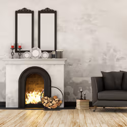 Relaxdays Etagère de Cheminée, Range bûches rond, Bois, acier, étagère cercle bois, HxlxP 65x61x26 cm, noir