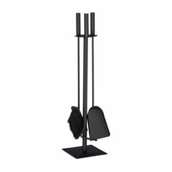 Relaxdays - Ensemble serviteur de cheminée 4 pièces acier accessoire pelle balai support tisonnier, noir