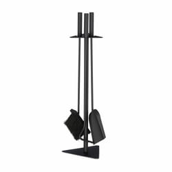 Relaxdays - Ensemble serviteur de cheminée 4 pièces acier accessoire pelle balai support tisonnier, noir