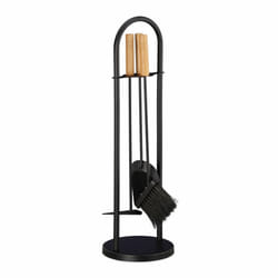 Relaxdays Ensemble serviteur de cheminée 4 pièces accessoire pelle balai support grattoir, noir