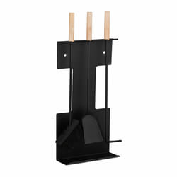 Relaxdays - Ensemble serviteur de cheminée 4 pièces acier accessoire pelle balai support tisonnier, noir