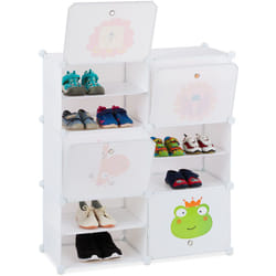 Relaxdays - Etagère chaussures Enfants,12compartiments pour 24 paires, Motifs animaux, extensible HxlxP:95x84x31,5cm