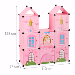 Etagère emboîtable chambre d'enfants,Château de princesse, Plastique, Armoire diy avec portes, HlP128x110x37cm - Relaxdays - Vue supplémentaire 4