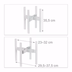 Support pour fleurs en bambou, réglage individuel, pots de fleurs jusqu'à 32 cm, présentoir, h: 35,5 cm, blanc - Relaxdays - Vue supplémentaire 4