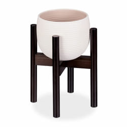 Support pour fleurs en bambou, réglage individuel, pour pots de fleurs jusqu'à 32 cm, h: 35,5 cm, marron - Relaxdays