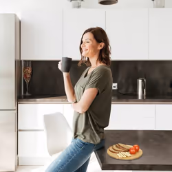 Relaxdays Drehteller Bambus planche à découper pour cuisine Rond Bambou