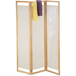 Relaxdays - Paravent, 3 pièces, séparateur de pièce pliable, brise-vue, en bambou et tissu, HxLxP 170x120x1,5 cm, naturel