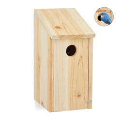 Relaxdays - Nichoir à oiseaux en bois, maison oiseaux à suspendre, mésanges, Trou entrée ø 3,2 cm, 26x12x14,5 cm, nature