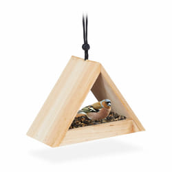 Relaxdays - Mangeoire à oiseaux, bois, maison, Nichoir à suspendre, mésanges, triangulaire, HxLxP : 16x23,5x12cm, nature