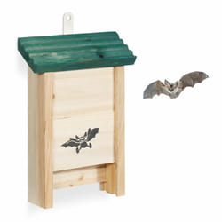 Relaxdays - abri à chauve-souris, Niche en bois non traité de sapin, Maison, Boîte HxLxP : 25,5 x 18 x 6 cm, nature/vert