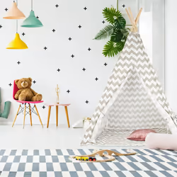 Tente de jeu pour enfants, Tipi intérieur extérieur tente Indien Wigwam, HxlxP:160 x 115 x 115 cm, blanc/gris - Relaxdays