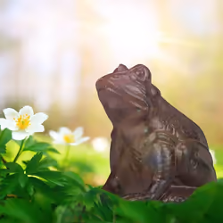 Relaxdays - figurine de jardin grenouille, assise, en fonte, apparence antique, étanche, figurine de grenouille, marron