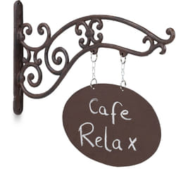 Relaxdays - Plaque de boutique, design antique, inscription, portant fonte de fer, bar, boutique, à l'entrée, brun