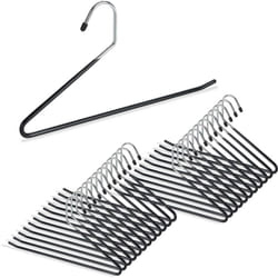 Relaxdays - Cintres à pantalon, lot de 24, revêtement pvc, antidérapant, peu encombrants, porte-pantalons, 35 cm, en métal, noir