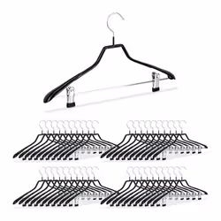 Relaxdays Cintres pour costumes revêtement antidérapant métal 42 cm lot de 40 noir
