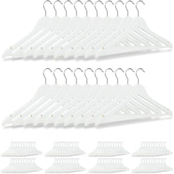 Relaxdays - 100x Cintres en bois, crochet 360°, cintres pour manteaux pantalons vêtements HxlxP: 23 x 44 x 1 cm, blanc