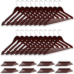 Relaxdays - 100x Cintres en bois, crochet 360°, cintres pour manteaux pantalons vêtements HxlxP: 23 x 44 x 1 cm, marron
