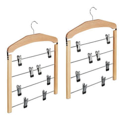 2x Cintres multiple en bois pour robes pantalons antidérapant HxlxP: 455 x 39 x 25 cmnature/argent