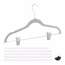 60x Cintres en velours pinces clips manteaux pantalons robes vêtements crochet 360° 43 cm antidérapant gris