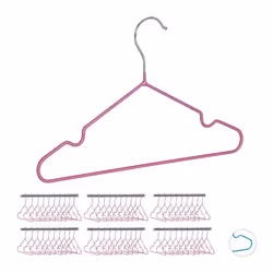 Cintres enfants lot de 60 cintres bébé décoratifs t-shirts chemises en fer revêtement PVC encoches 30 cm rose