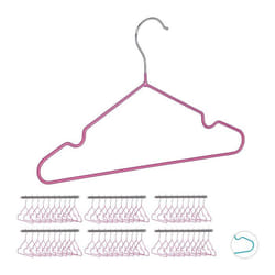 Cintres enfants lot de 60 cintres bébé décoratifs  t-shirts chemises en fer revêtement PVC encoches 30 cm rose
