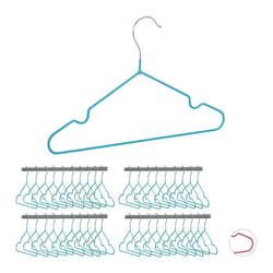 Cintres enfants lot de 40 cintres bébé  t-shirts chemises en fer revêtement PVC encoches 30 cm turquoise