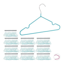 Cintres enfants lot de 100 cintres bébé  t-shirts chemises en fer revêtement PVC encoches 30 cm turquoise