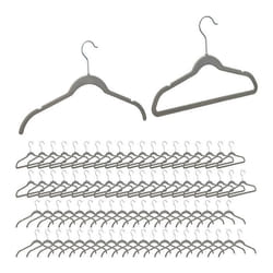 80 cintres en velours Set de antidérapants cintres pantalon traverse costumes crochet 360 gris