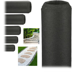 Relaxdays - 6x Toile anti-mauvaise herbe 5 m bâche tissée racines toile 50g/m² film paillage, Résiste rayons uv, antidéchirure, noir