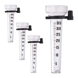 Relaxdays - Lot de 4 pluviomètres, à fixation, Compteur pour le jardin, gros affichage, 35 mm/m², plastique, transparent