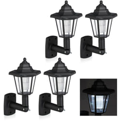 Relaxdays - Lampe murale solaire led, lot de 4, Applique solaire vintage, jardin, Lanterne solaire, étanche, noir