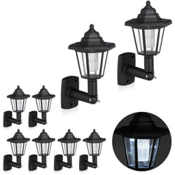 Relaxdays - Lampe murale solaire led, lot de 8, Applique solaire vintage, jardin, Lanterne solaire, étanche, noir