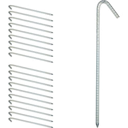 Relaxdays - Piquets de fixation sol xl, lot de 20, Sardines, acier galvanisé, tente, 39 cm, Acier électrozingué, argenté