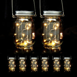 Relaxdays - Lampes solaires en verre, lot de 8, 8 led chacune, à poser ou suspendre, éclairage de jardin, transparent