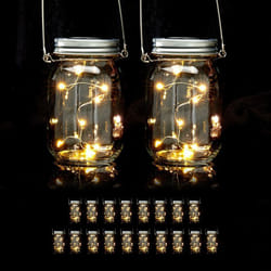 Lampes solaires en verre lot de 20 8 LED chacune à poser ou suspendre éclairage de jardin transparent