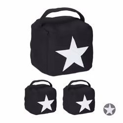 Cale porte lot de 3 design étoile en tissu butoir avec poignée haut décoratif H x L x P : 20 x 15 x 15 cm noir