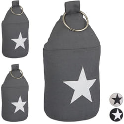 Relaxdays - Butoir de porte, lot de 3, tissu étoile sable poignée arrêt de porte HxD: 23x11 cm, gris foncé
