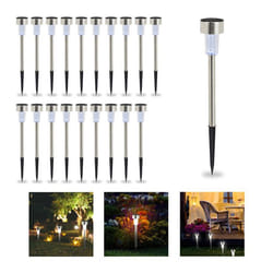 Lot de lampes solaires LED lot de 20 sur piquet Décoration de jardin Eclairage Lumière blanche argenté