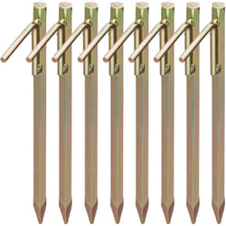 Relaxdays - Piquets de fixation sol xl, lot de 8, acier galvanisé, sardines tente, bâche, tonnelle, 30,5 cm de haut, doré