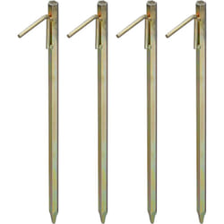 Relaxdays - Piquets de fixation au sol xxl, Lot de 4, Acier galvanisé, sardines tente, bâche, tonnelle, hauteur 51 cm, jaune