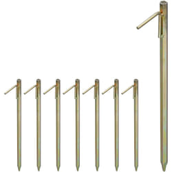 Relaxdays - Piquets de fixation au sol xxl, Lot de 8, Acier galvanisé, sardines tente, bâche, tonnelle, hauteur 51 cm, jaune
