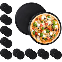 Relaxdays - Plaque à pizzas, Lot de 20, Plat à four, Acier au carbone, Moule, Plateau, Antiadhésive, Ronde, ∅ 32 cm, Gris