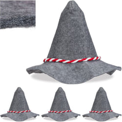 Relaxdays - Prémium chapeau bavarois, lot de 4, avec corde rouge et blanche, avec 6 mm de feutre de qualité, hommes et femmes, gris