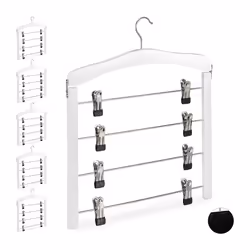 Cintre multiple lot de 6 en bois pour robes pantalons cintres multifonctions gain de place crochet 360° blanc